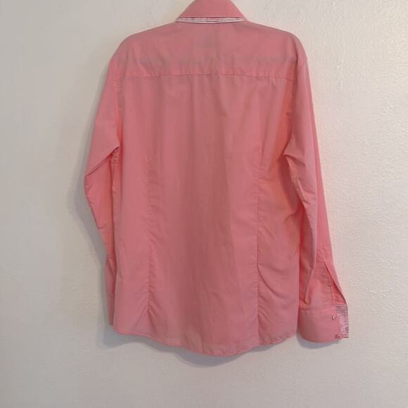 Doramafi Men’s XL Bubble Gum Pink LS Triple Collar Pearl Button Dress Shirt - Picture 6 of 9